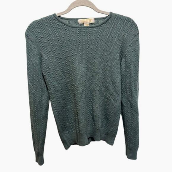 Vintage Brooks Brothers Merino Wool Sweater Cable Knit Turquoise Blue Women's S - Picture 2 of 6